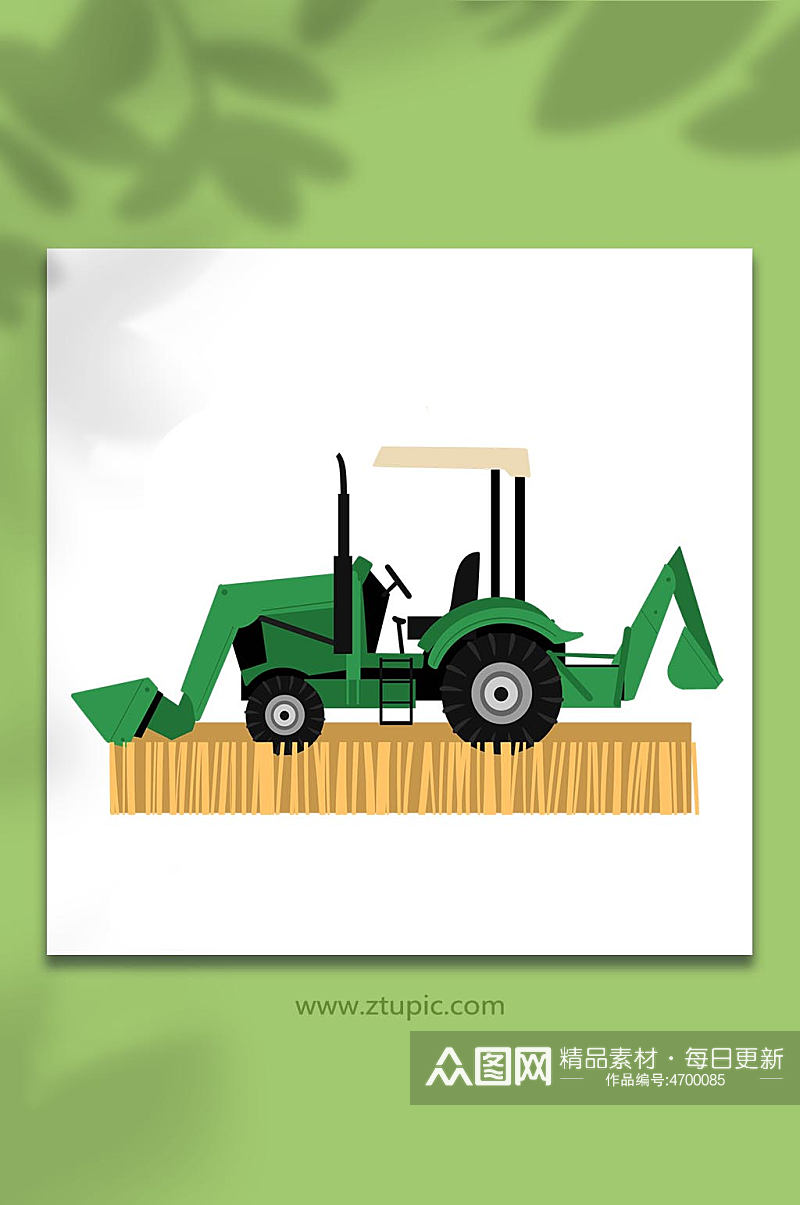 手绘卡通农业机械挖土机原创插画素材