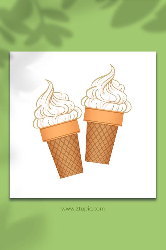 手绘卡通快餐美食元素甜筒原创插画-众图网
