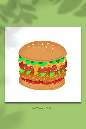 手绘卡通快餐美食元素汉堡原创插画