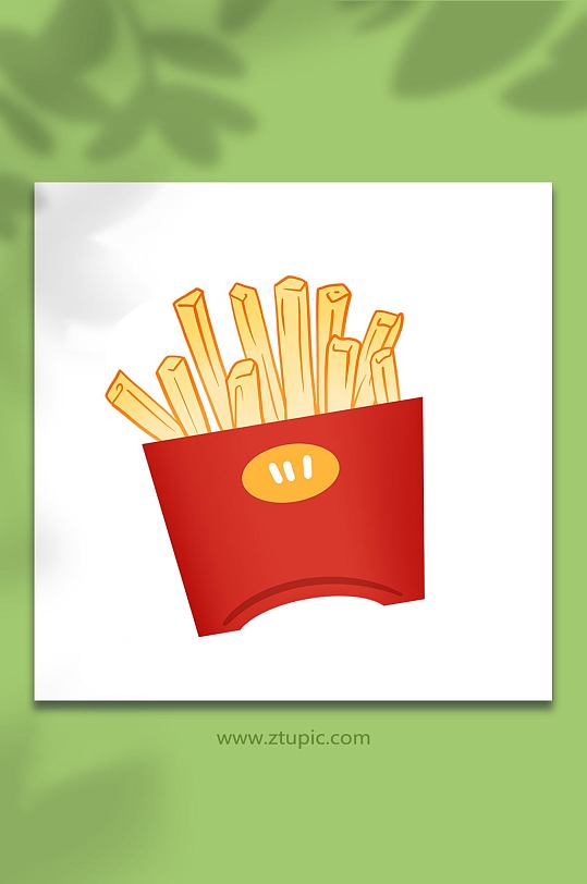 手绘卡通快餐美食元素薯条原创插画-众图网