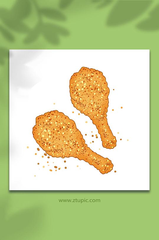 手绘卡通快餐美食炸鸡腿原创插画