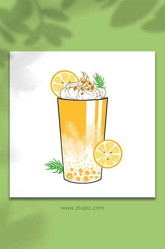 手绘卡通杨枝甘露原创插画-众图网