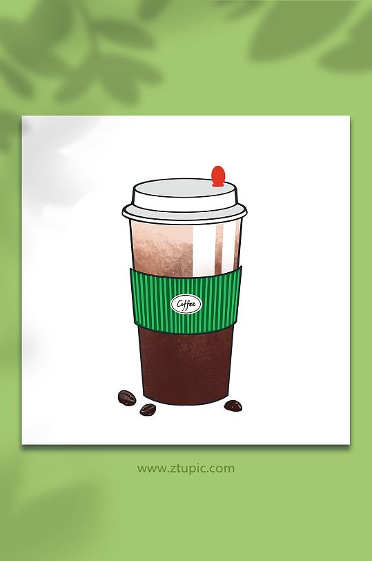 手绘卡通美式咖啡原创插画-众图网