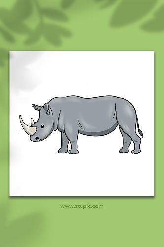 手绘卡通国家保护动物犀牛元素原创插画