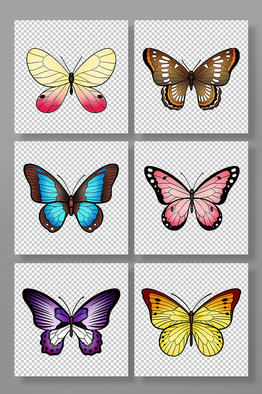 手绘卡通动物昆虫蝴蝶原创元素