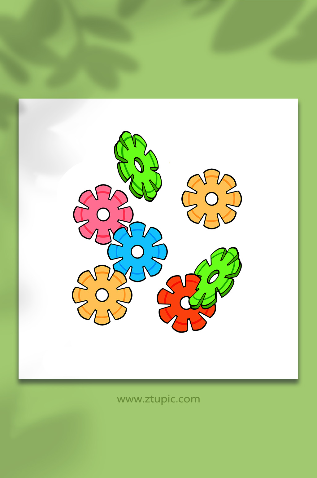手绘卡通益智玩具花片元素插画素材