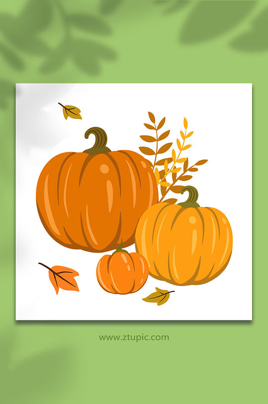 手绘卡通感恩节南瓜元素插画-众图网
