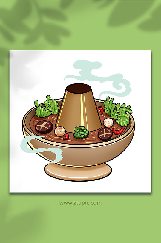手绘卡通冬至火锅元素插画-众图网