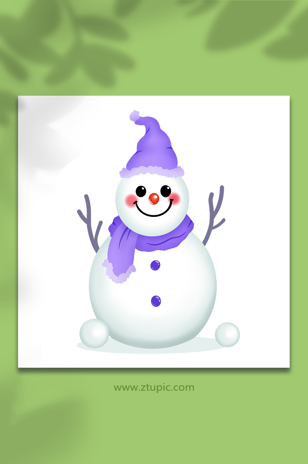 手绘卡通唯美雪人元素插画素材