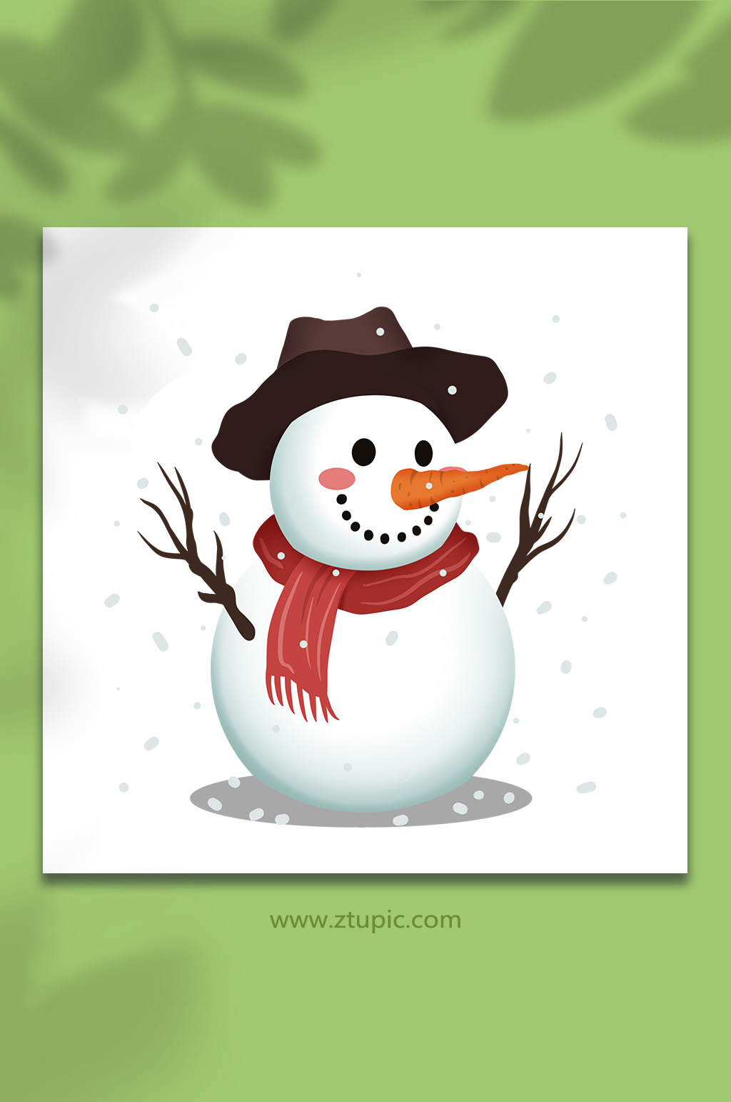 手绘卡通大雪雪人冬季免抠元素插画素材