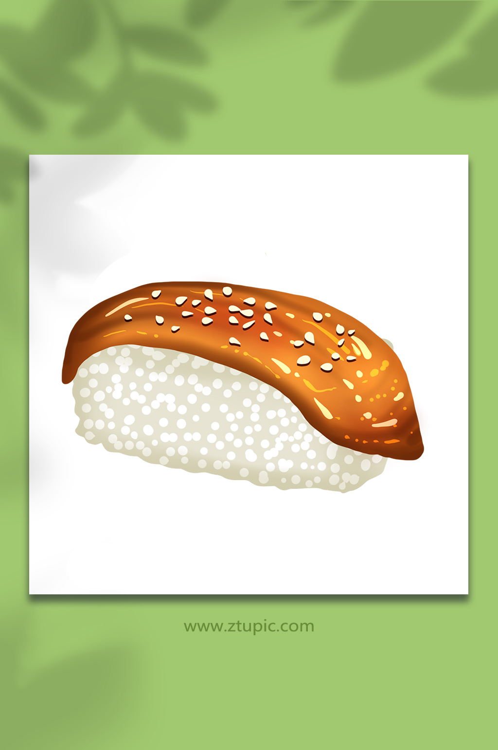 手绘卡通日料鸭肉寿司元素插画素材