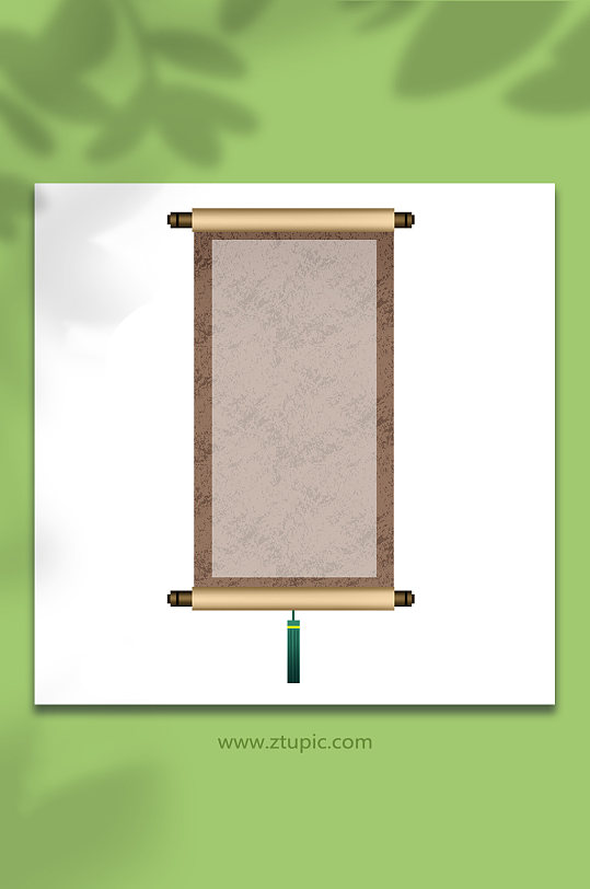 手绘卡通棕色竖卷轴元素插画