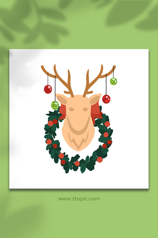 手绘卡通圣诞节装饰鹿元素