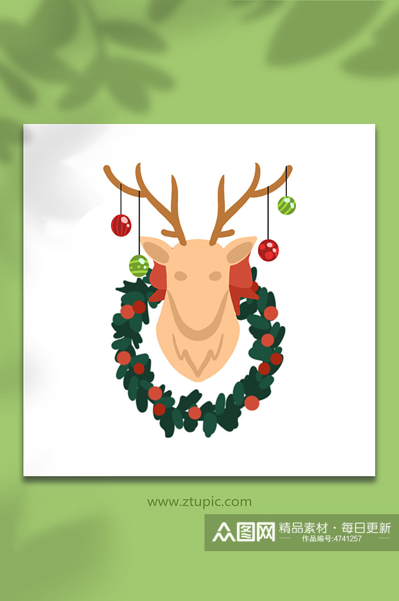 手绘卡通圣诞节装饰鹿元素素材