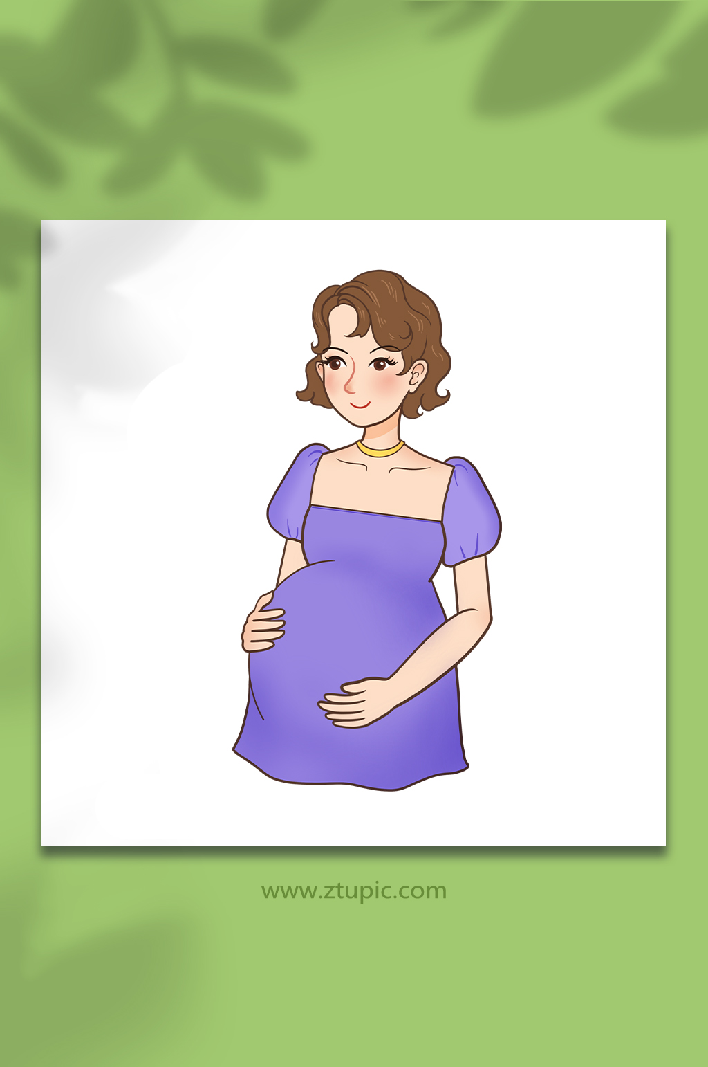 手绘卡通孕妇人物元素插画素材