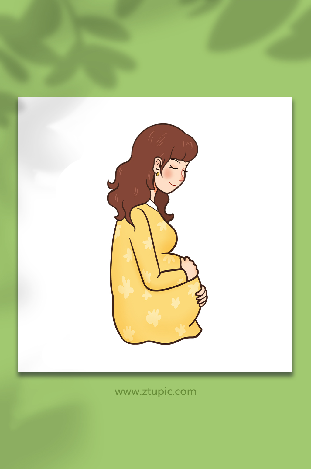 手绘卡通人物母亲孕妇元素插画素材