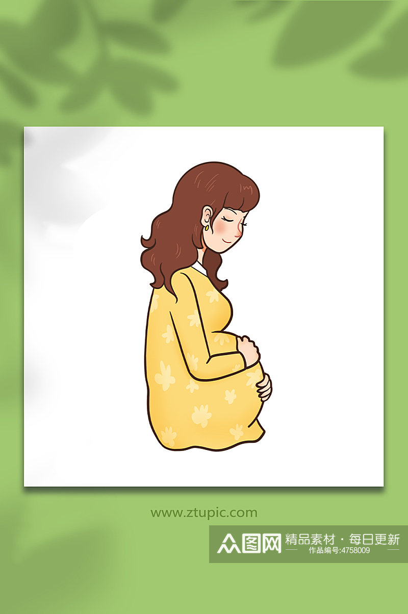 手绘卡通人物母亲孕妇元素插画素材