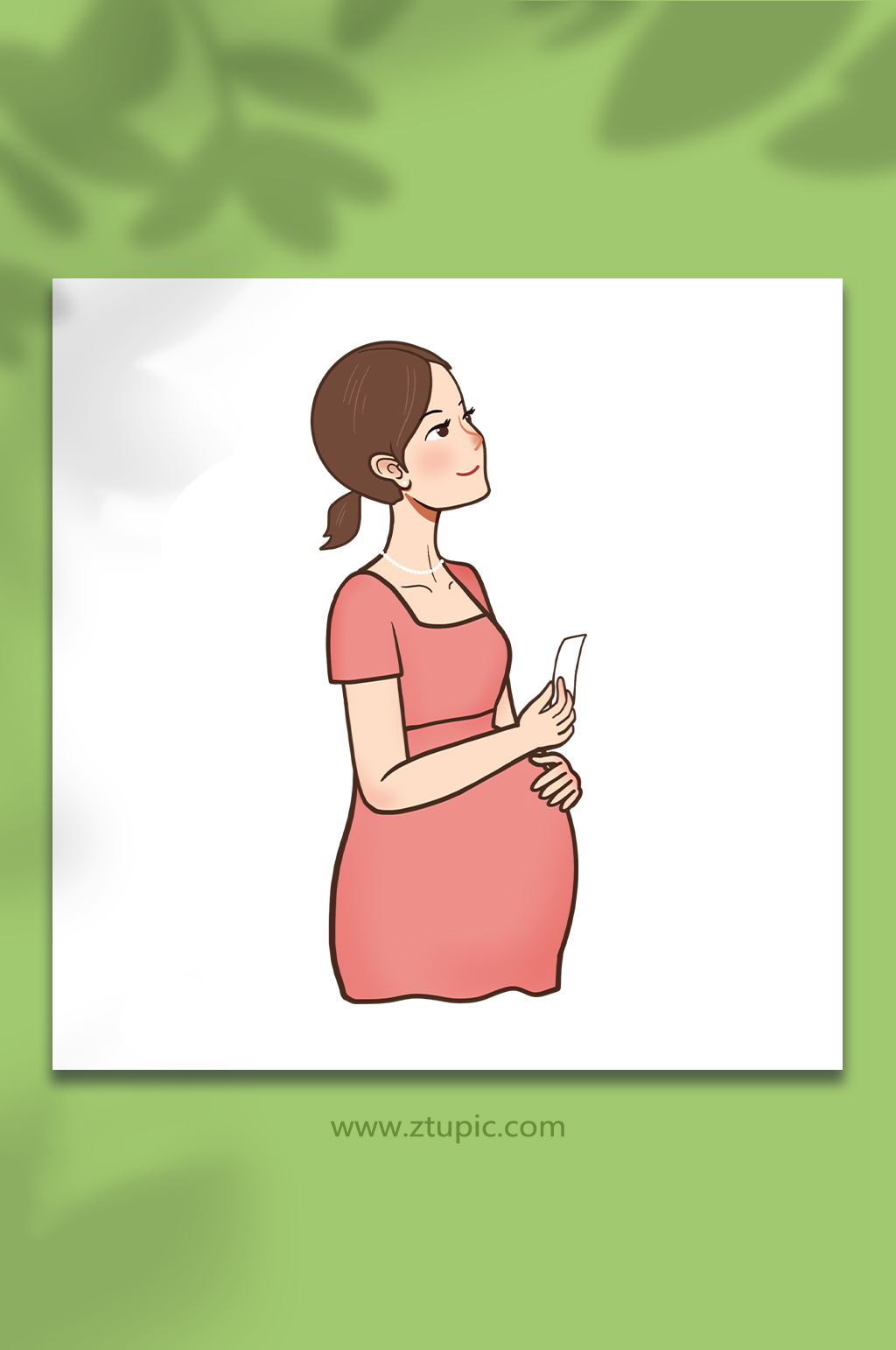 手绘卡通人物孕检孕妇元素插画素材