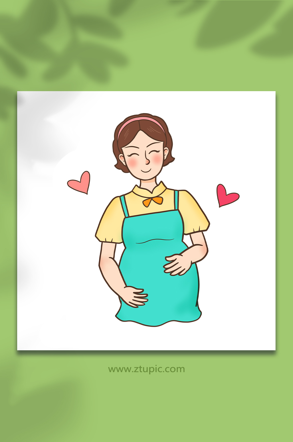 手绘卡通人物孕期孕妇元素插画素材