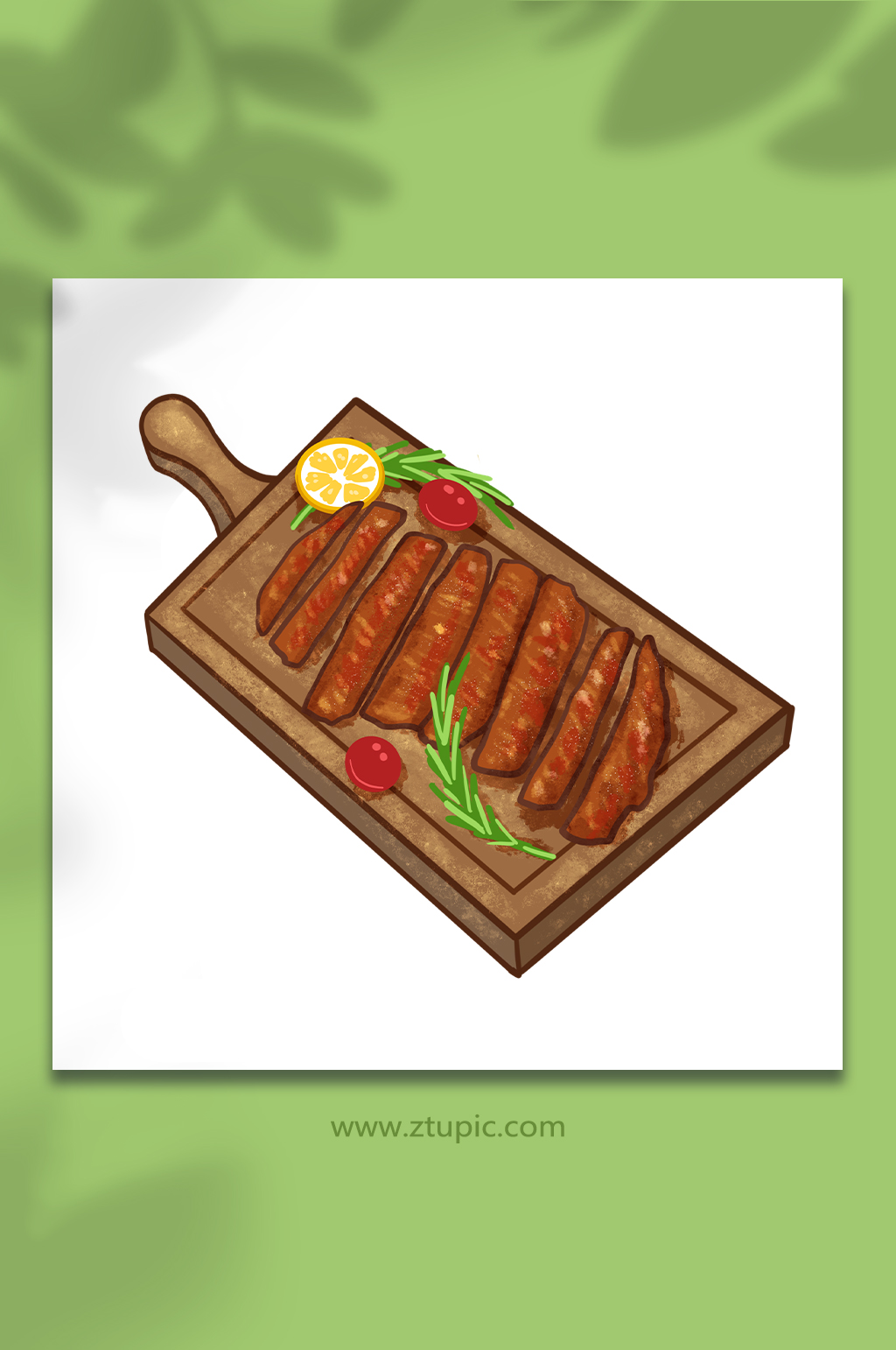 手绘卡通炸牛排西餐美食元素插画素材