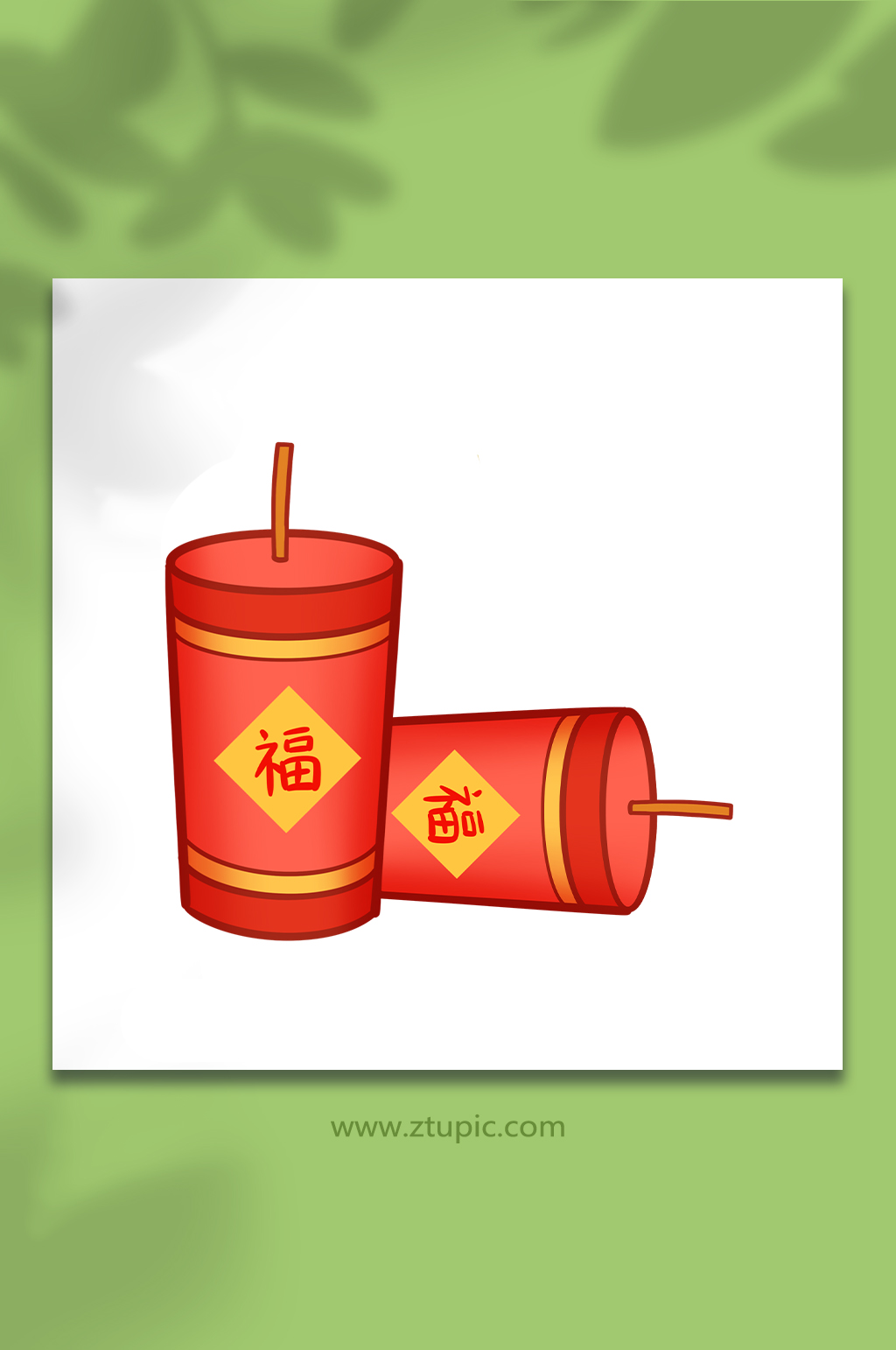 手绘卡通新年春节鞭炮元素插画素材