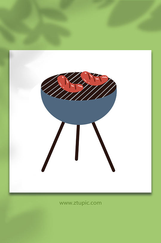 手绘卡通户外露营物品烤炉元素插画