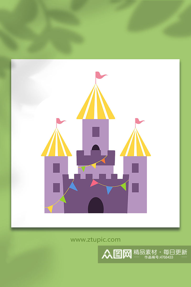 手绘卡通游乐园设施城堡元素插画素材