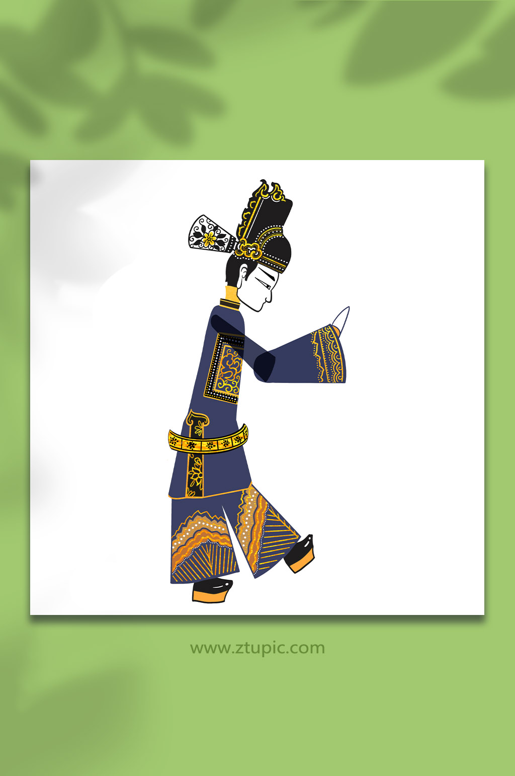 手绘卡通皮影戏人物男生元素插画素材