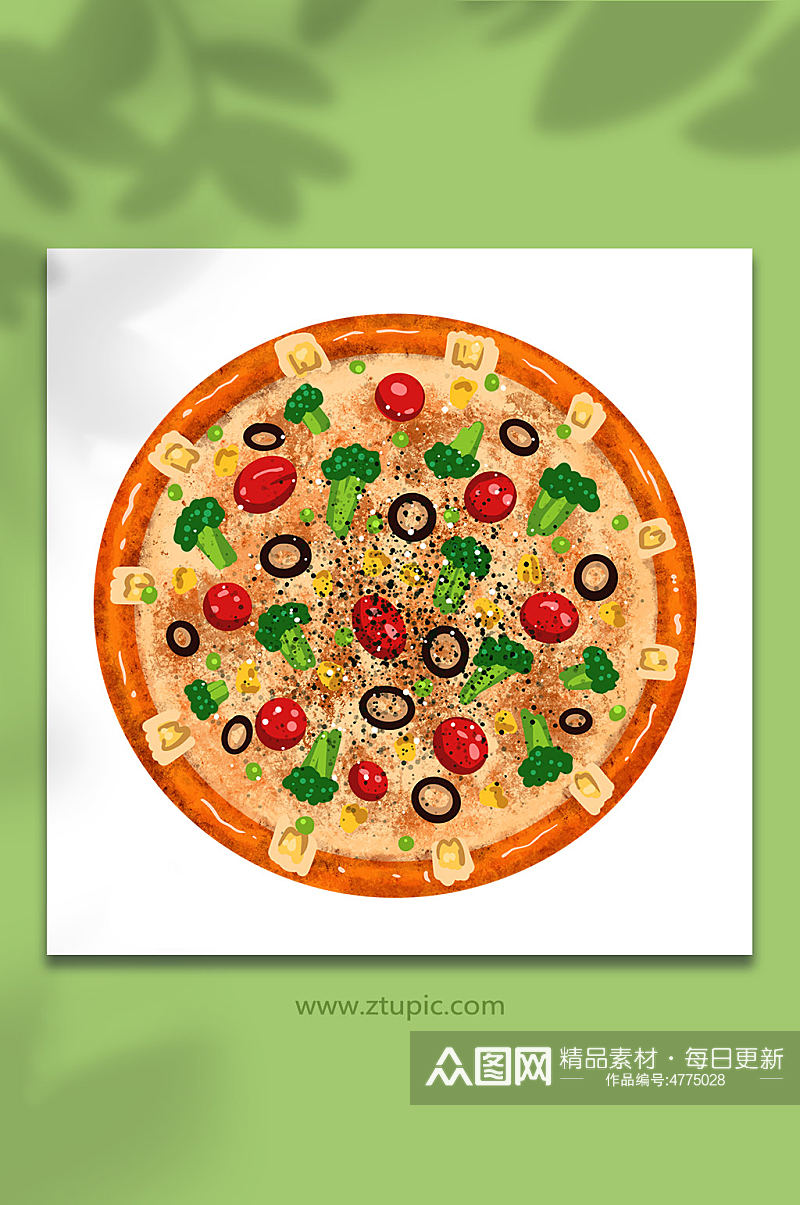 手绘卡通蔬菜披萨元素插画素材