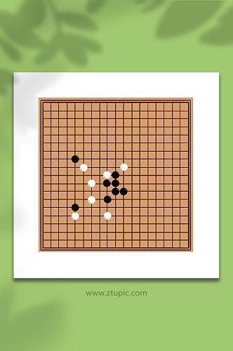 手绘卡通桌游围棋元素插画