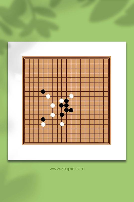 手绘卡通桌游围棋元素插画