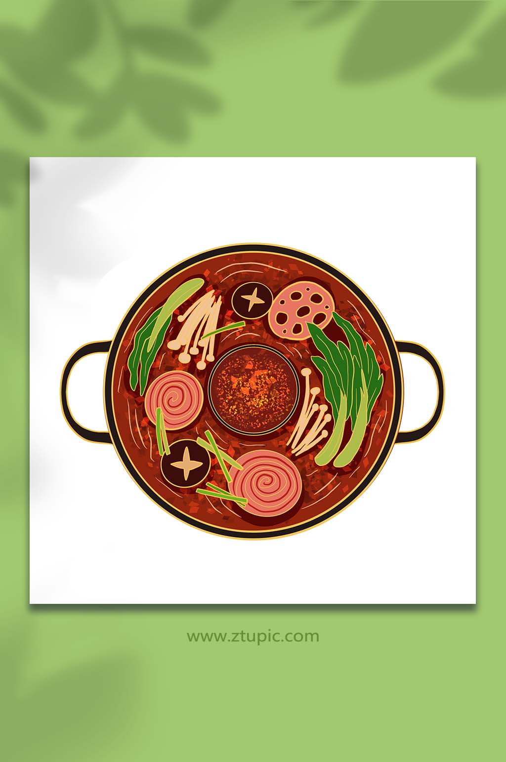 手绘卡通美食麻辣火锅元素插画素材