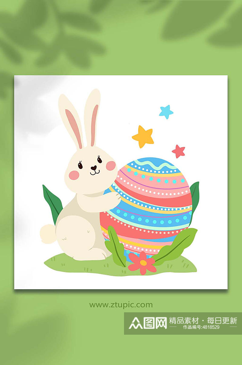 手绘卡通复活节兔子彩蛋元素插画素材