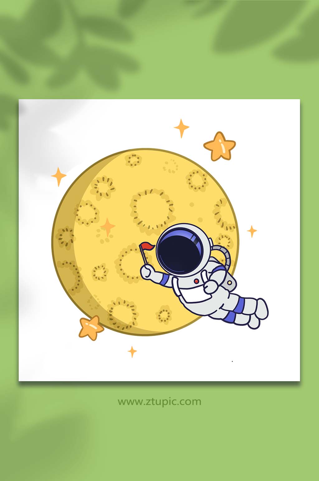 手绘卡通太空航天月球宇航员元素插画素材