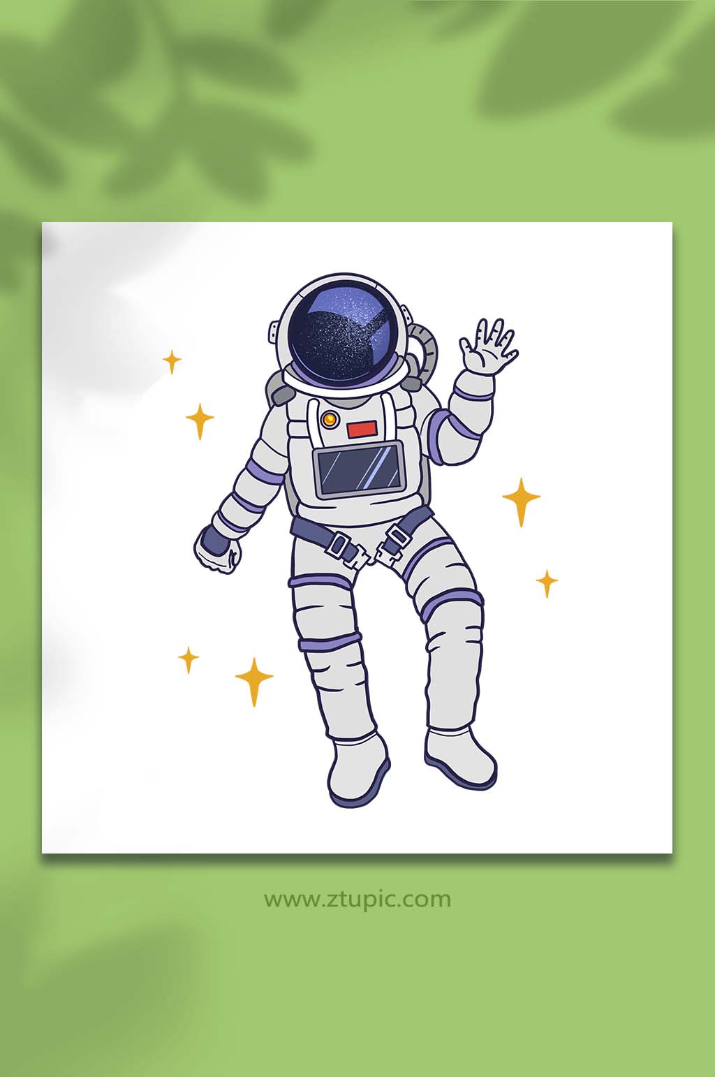 手繪卡通太空航天宇航員元素插畫素材