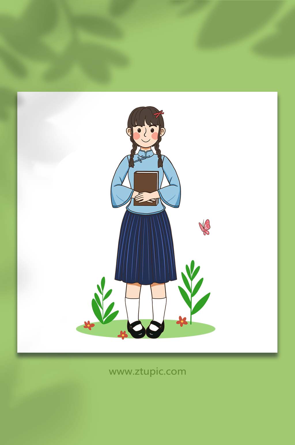 手绘卡通五四青年人物学生元素插画素材