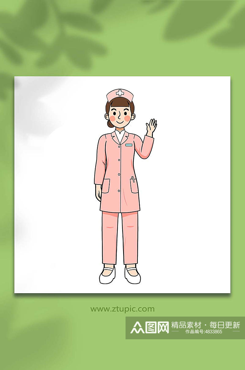 手绘卡通人物护士元素插画素材
