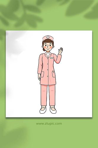 手绘卡通人物护士元素插画