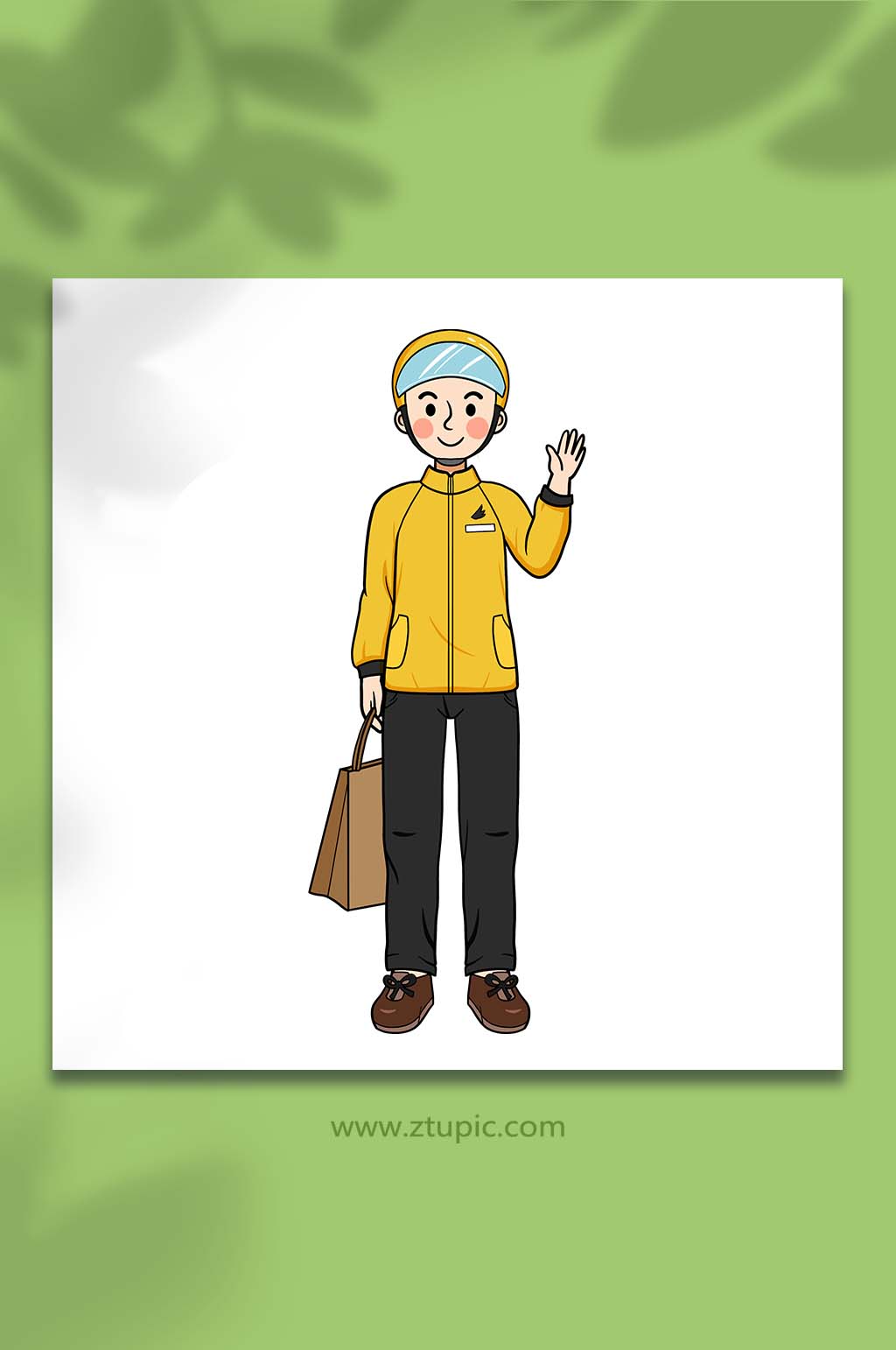 手绘卡通人物外卖员元素插画素材