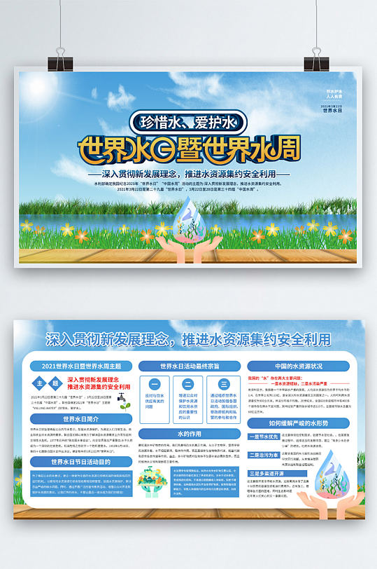 世界水日暨中国水周宣传展板 节约水资源