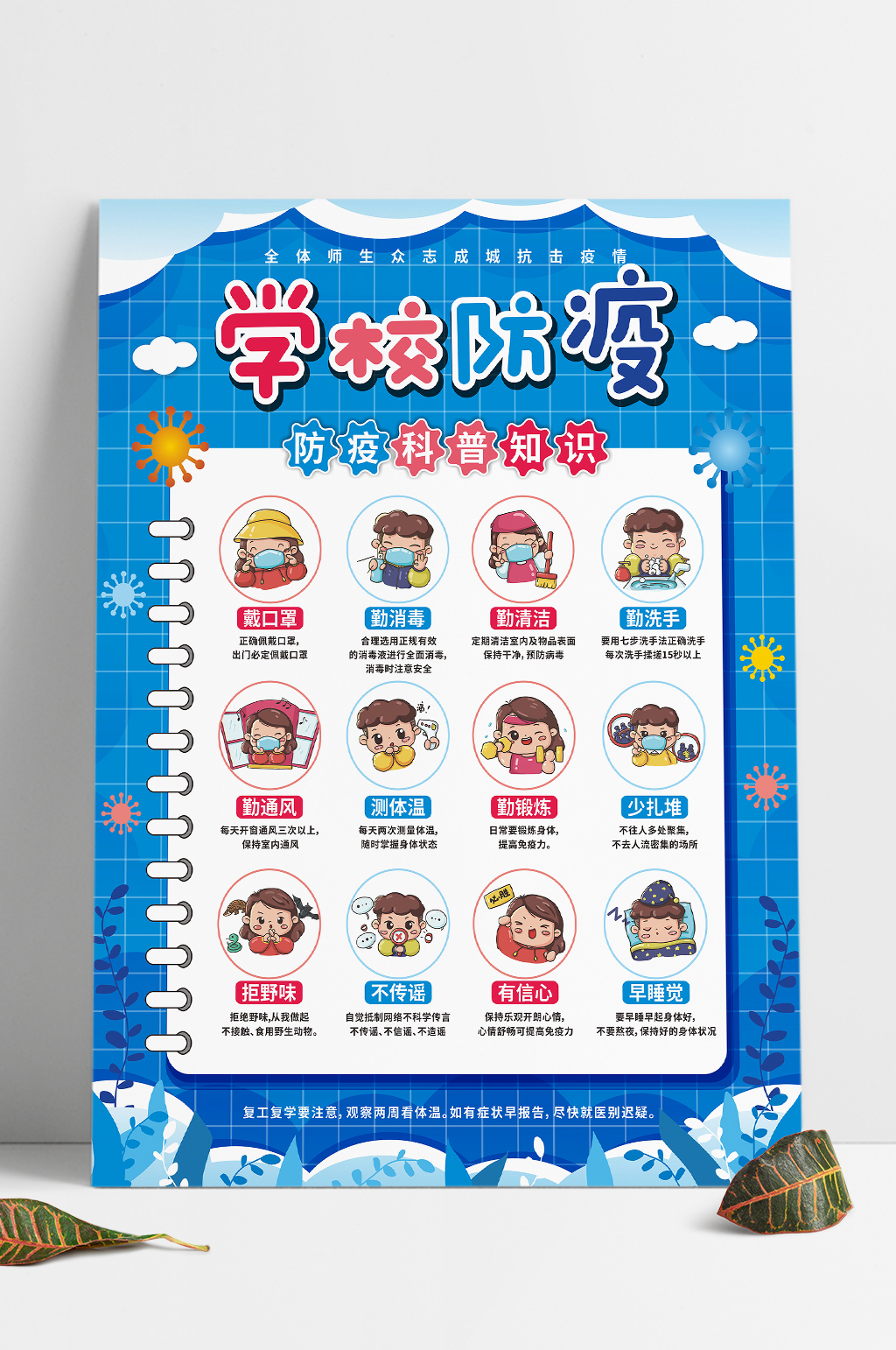 学校防疫科普小知识海报素材