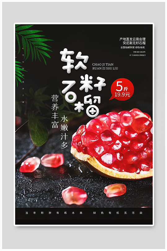 新鲜石榴宣传海报
