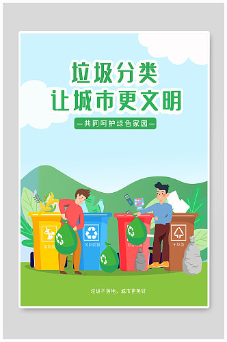 垃圾分类回收提示牌海报