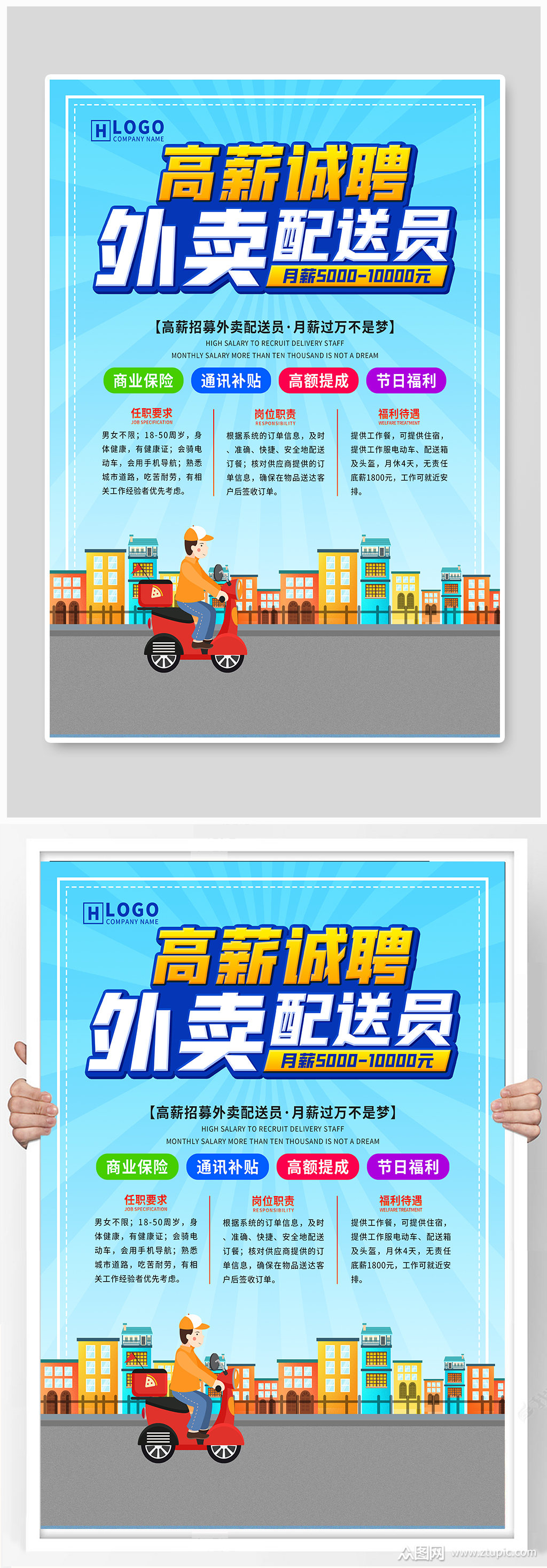 高薪诚聘百度外卖配送员海报