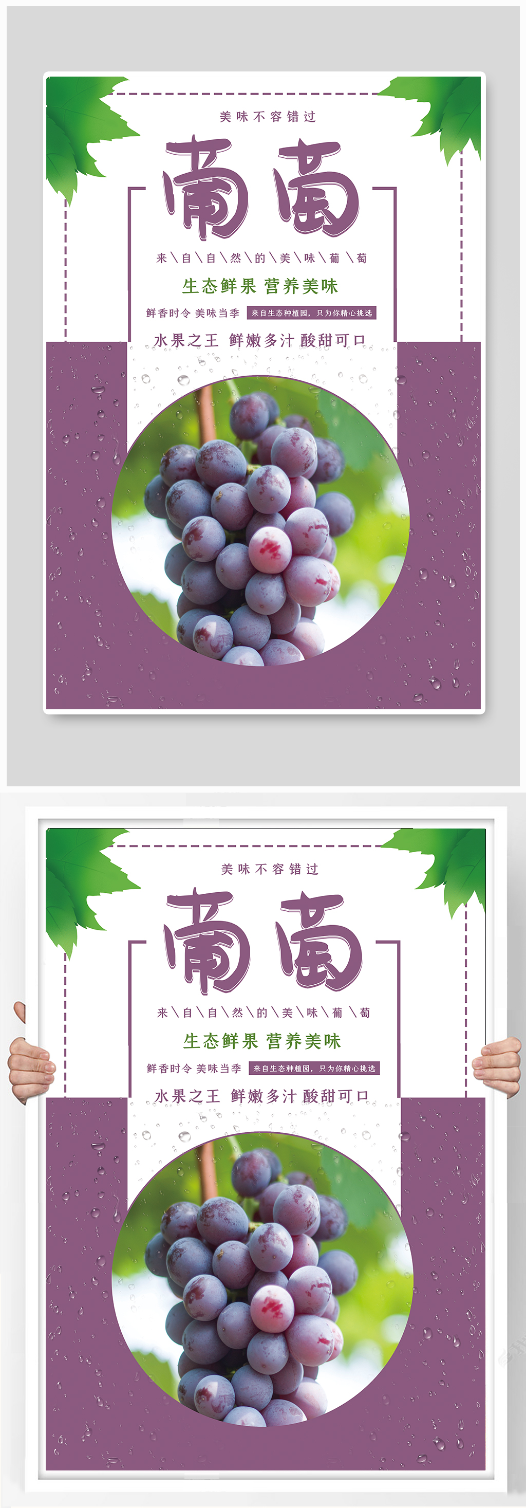 简约葡萄促销海报