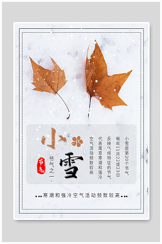 清新小雪二十四节气雪景宣传海报