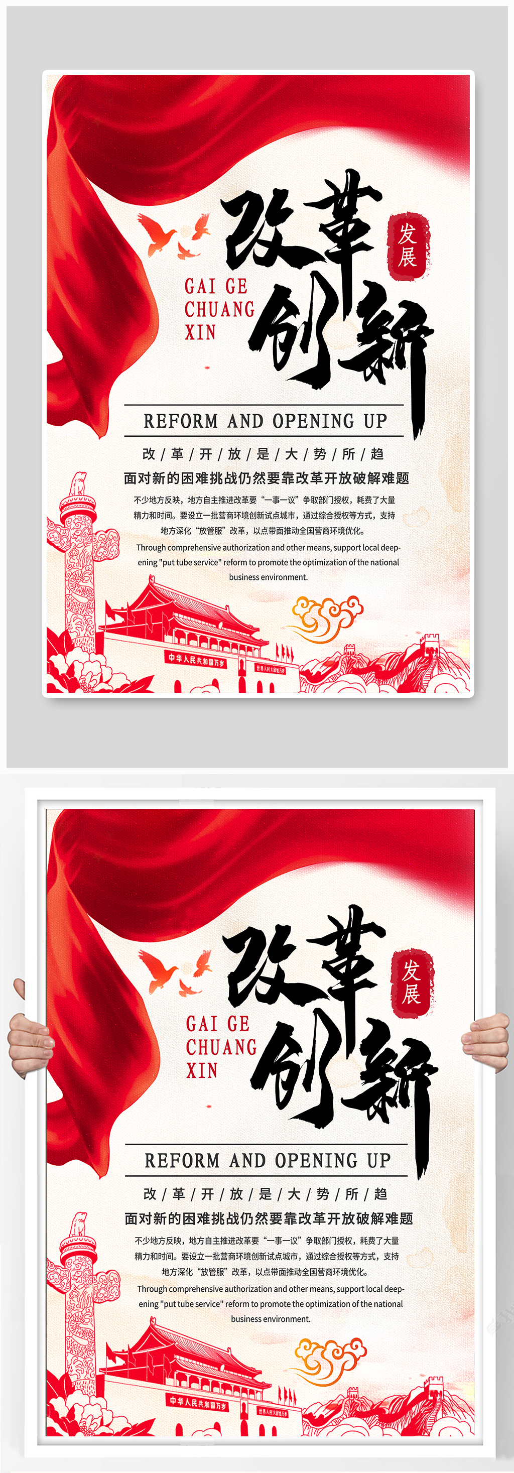改革开放促发展海报素材