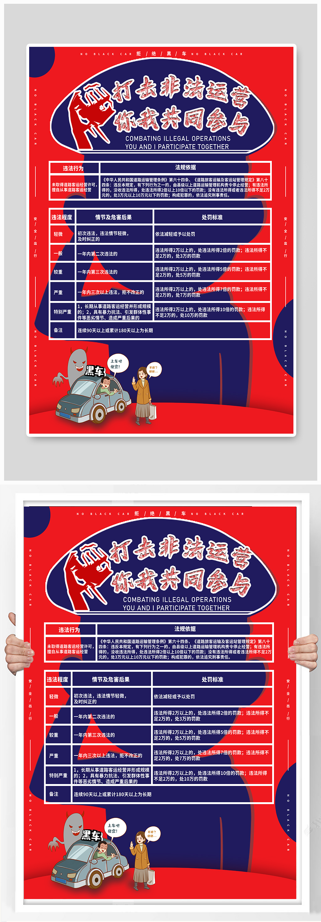 打击非法黑车运营你我共同参与社区海报素材