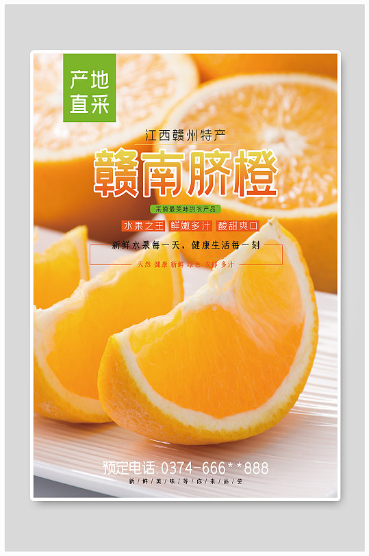 江西赣南脐橙橙子水果促销海报