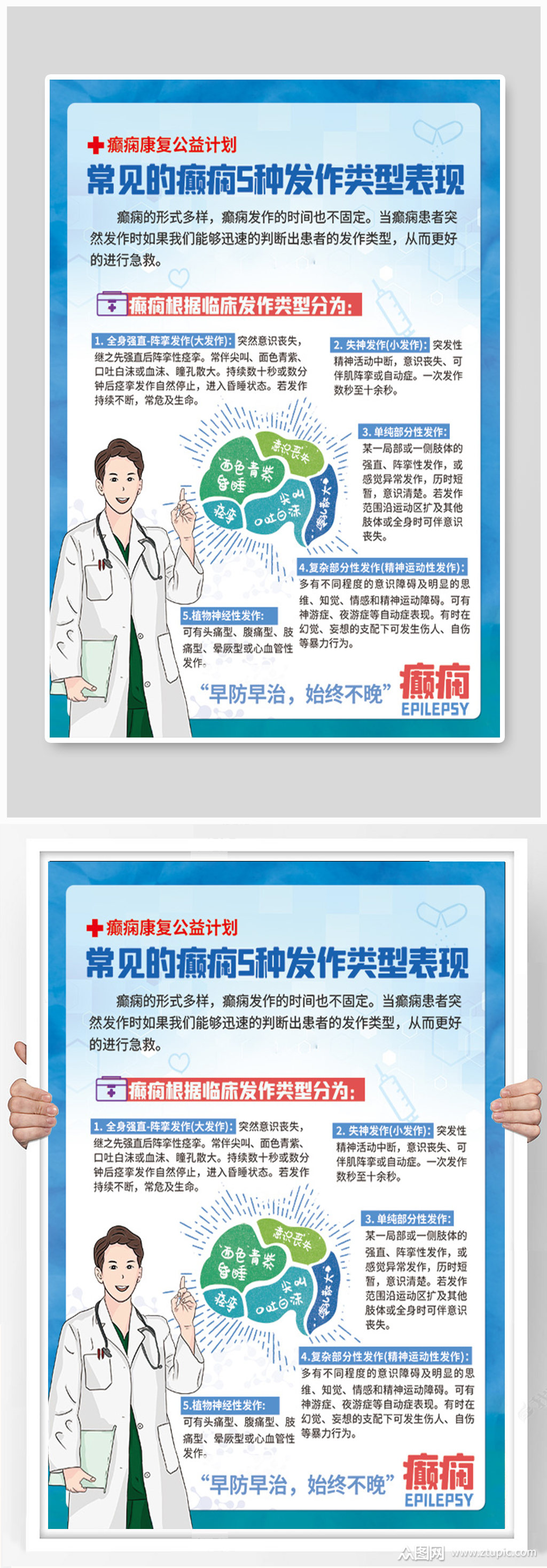 癫痫科普医疗健康公益海报